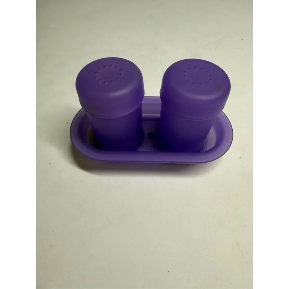 Rare Vintage Purple Salt And Pepper Shaker With Holder